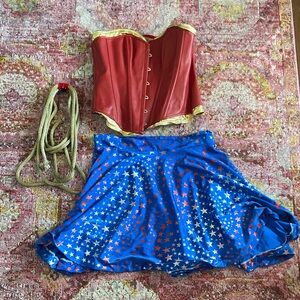 Wonder Woman costume - Red Corset and Blue Star Skirt Set plus rope